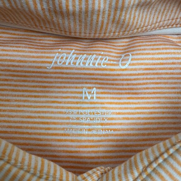 Johnnie-O SF San Francsico Giants MLB Polo Shirt Men Medium Orange White Striped - Picture 8 of 12